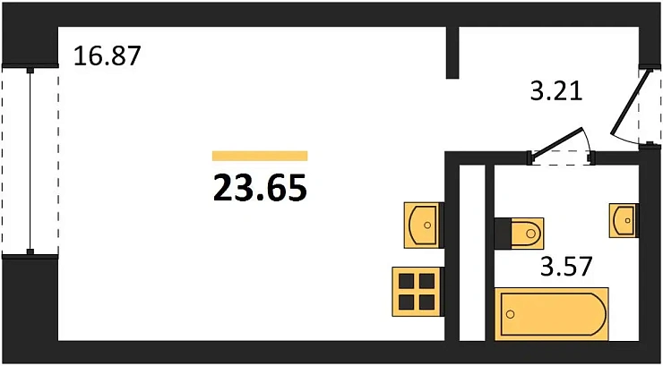 Квартира Студия 23.65 кв. м