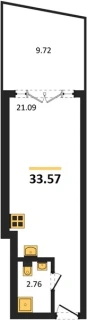 Апартаменты Студия 33.57 кв. м