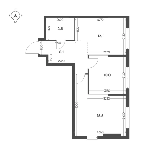 Квартира 2-комн. 51.3 кв. м