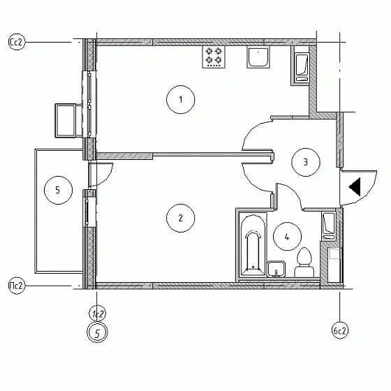 Квартира 1-комн. 38.21 кв. м
