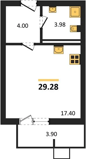 Квартира Студия 29.28 кв. м