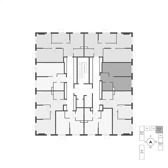 Квартира 1-комн. 42.5 кв. м