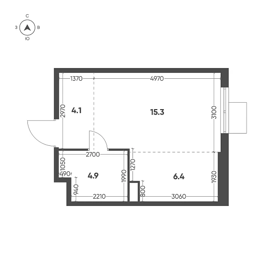 Квартира Студия 30.7 кв. м
