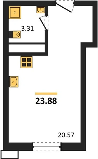Квартира Студия 23.88 кв. м