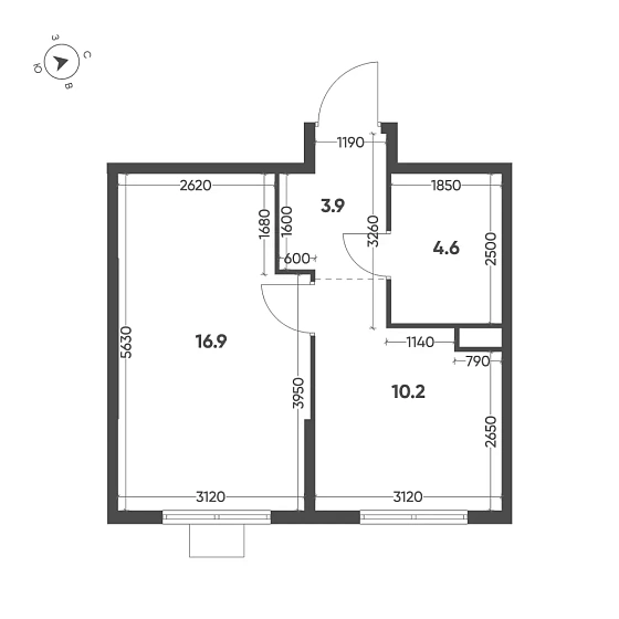 Квартира 1-комн. 35.6 кв. м