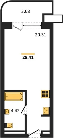 Апартаменты Студия 28.41 кв. м