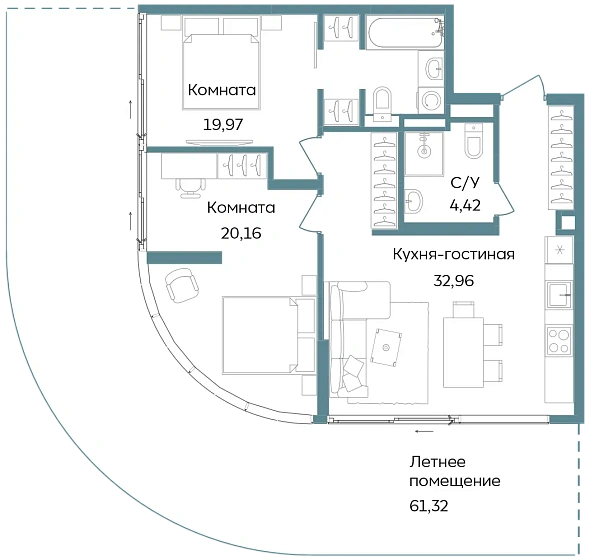 Апартаменты 3-комн. 138.83 кв. м