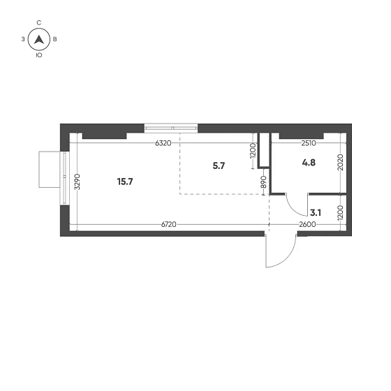 Квартира Студия 29.3 кв. м