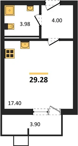 Квартира Студия 29.28 кв. м