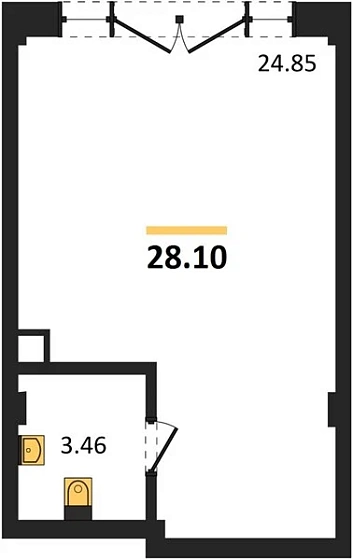 Апартаменты 1-комн. 28.1 кв. м