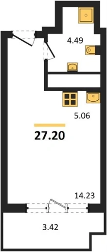 Квартира Студия 27.2 кв. м