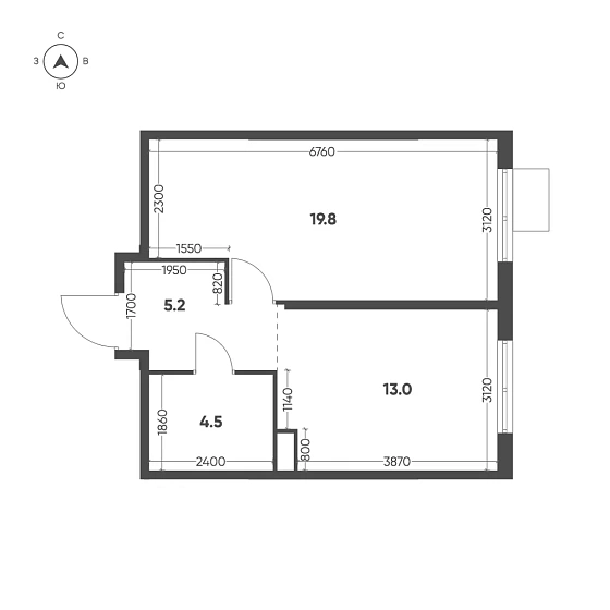 Квартира 1-комн. 42.5 кв. м