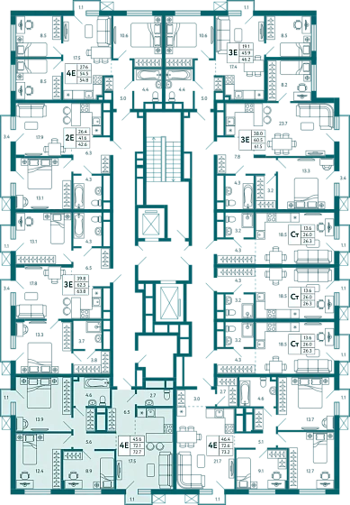 Квартира 3-комн. 72.8 кв.м