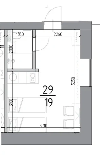 Апартаменты Студия 19 кв. м