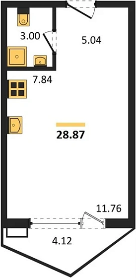 Квартира Студия 28.87 кв. м