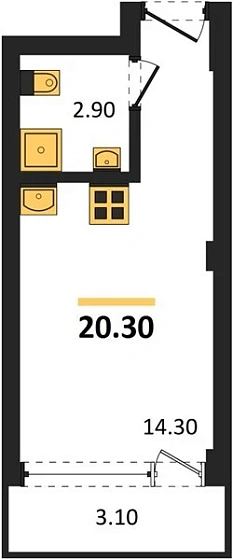 Апартаменты Студия 20.3 кв. м