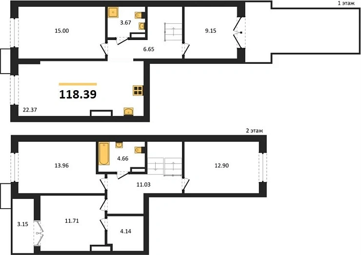 Квартира 4-комн. 118.39 кв. м