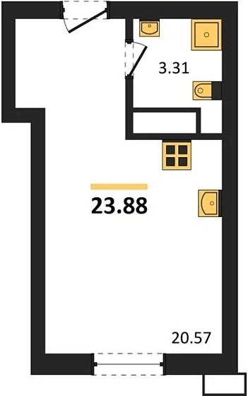 Квартира Студия 23.88 кв. м