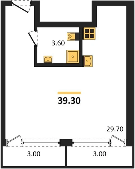 Апартаменты Студия 39.3 кв. м