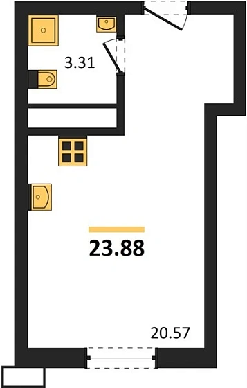 Квартира Студия 23.88 кв. м