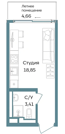 Объект недвижимости 26.92 кв. м
