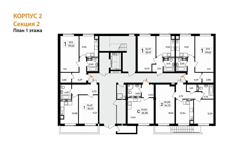 Квартира 1-комн. 39.62 кв. м