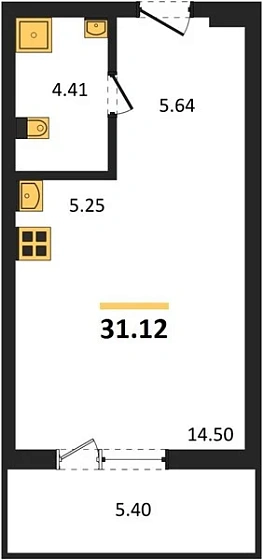 Квартира Студия 31.12 кв. м