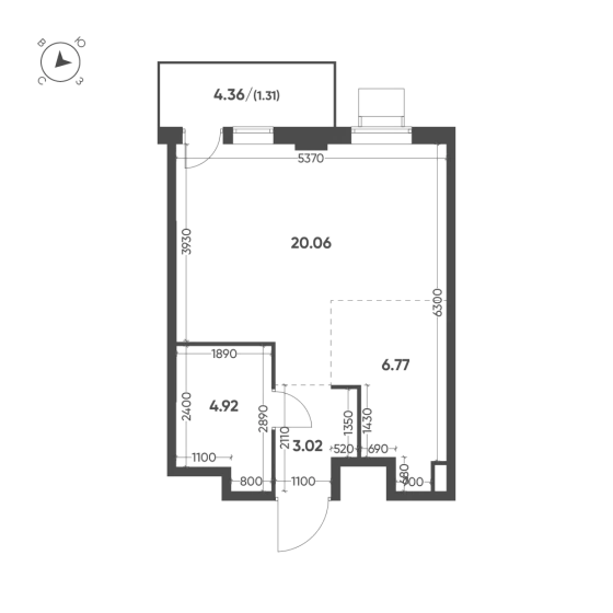 Квартира 1-комн. 36.08 кв. м