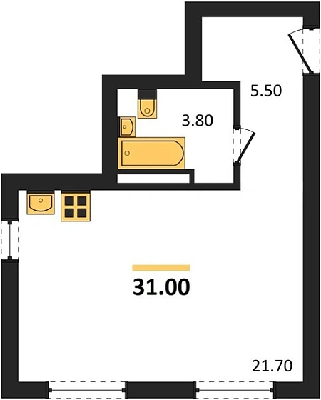 Квартира Студия 31 кв. м