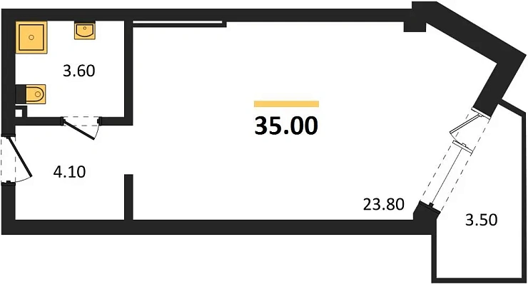 Апартаменты 1-комн. 35 кв. м