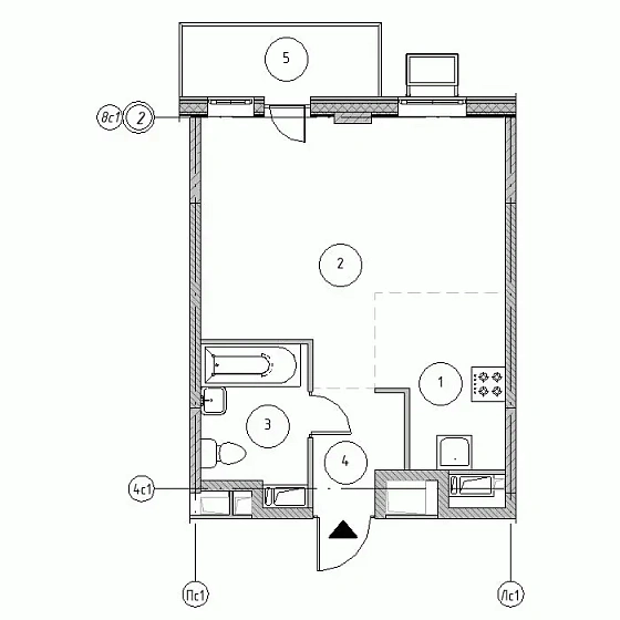 Квартира 1-комн. 35.26 кв. м