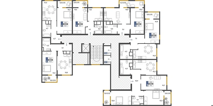 Квартира 3-комн. 79.2 кв. м