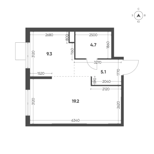 Квартира Студия 38.3 кв. м