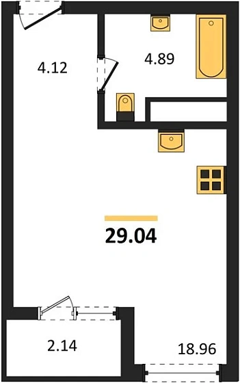 Квартира Студия 29.04 кв. м