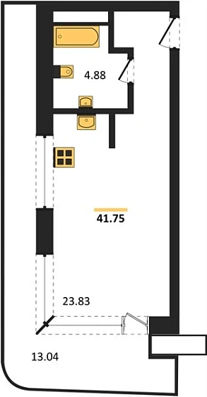 Апартаменты Студия 41.75 кв. м
