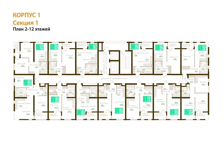 Квартира Студия 32.1 кв. м