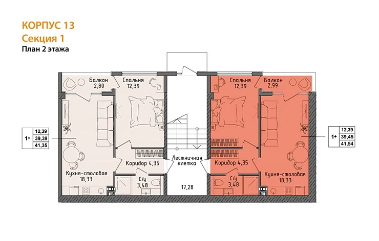 Квартира 1-комн. 39.32 кв. м