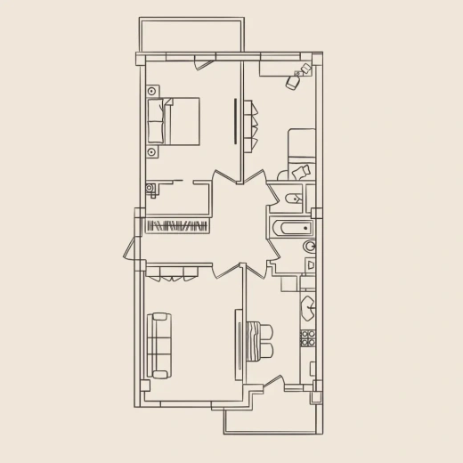 Квартира 3-комн. 85.3 кв. м