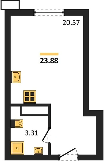 Квартира Студия 23.88 кв. м