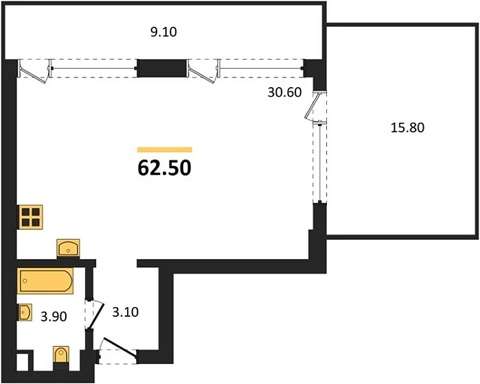 Апартаменты Студия 62.5 кв. м