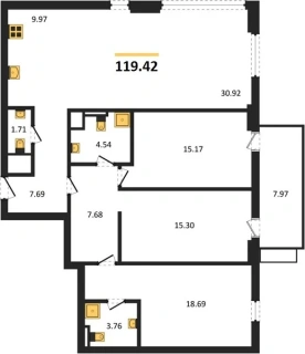 Квартира 4-комн. 119.42 кв. м