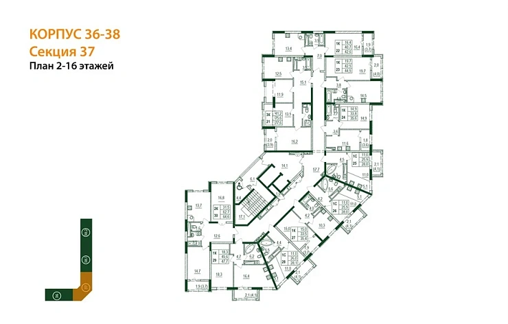 Квартира Студия 28.1 кв. м