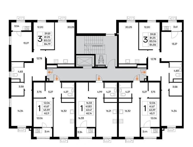 Квартира 1-комн. 45.14 кв. м
