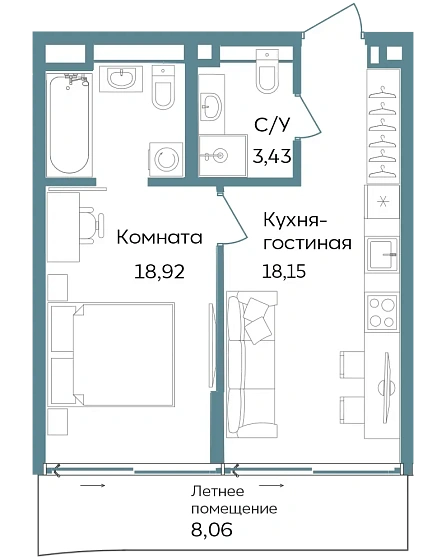 Объект недвижимости 48.56 кв. м