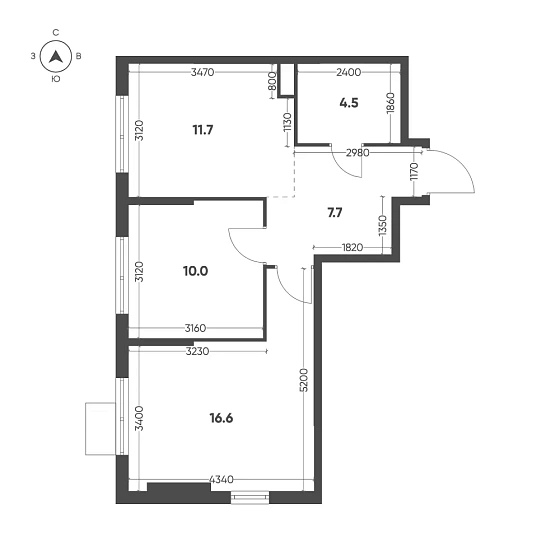 Квартира 2-комн. 50.5 кв. м