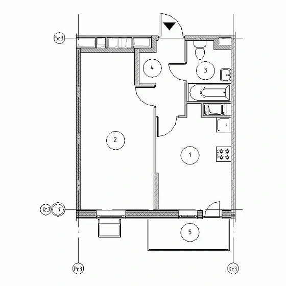 Квартира 1-комн. 40.21 кв. м