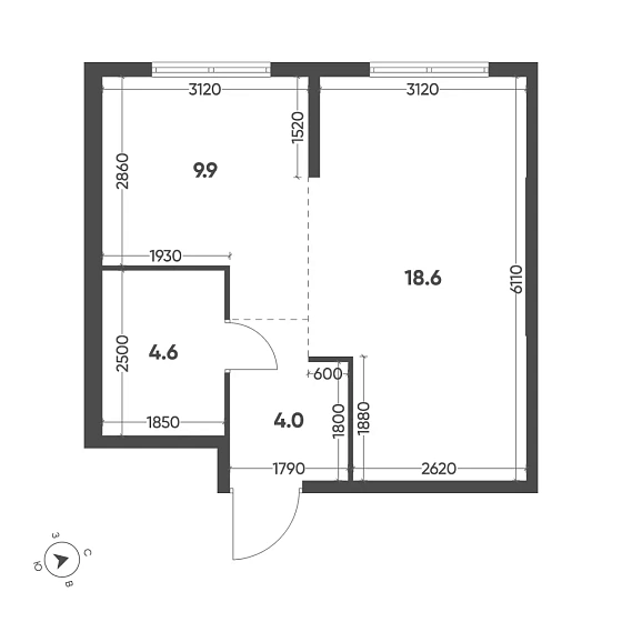 Квартира 1-комн. 37.1 кв. м
