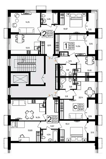 Квартира Студия 31.89 кв. м