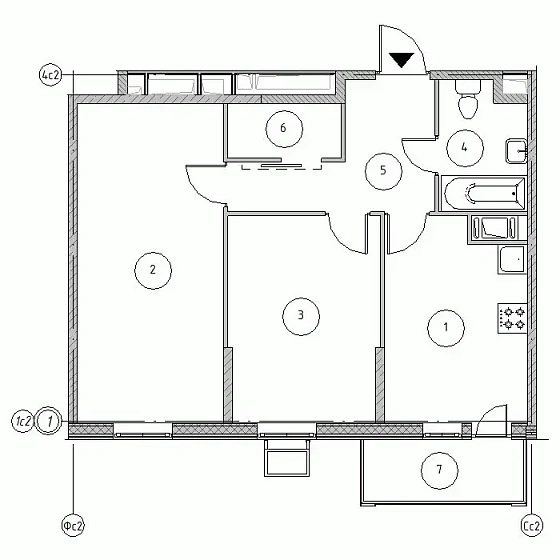 Квартира 2-комн. 58.93 кв. м