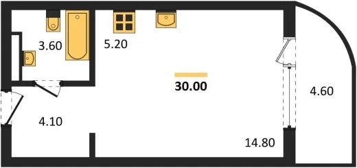 Квартира 1-комн. 30 кв. м